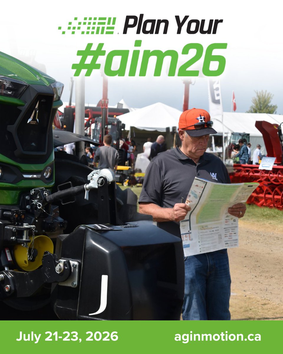 AginMotion's tweet photo. Know where to go. #AIM26
Find exhibitors, plan your route and make the most of your day.
Grab a pocket map at the gate or GET THE MOBILE APP before you arrive in the field 👉 https://t.co/9zF4mhixsa

Tickets selling fast!!
https://t.co/1PUo8uETAu https://t.co/kNAQAeXhZX