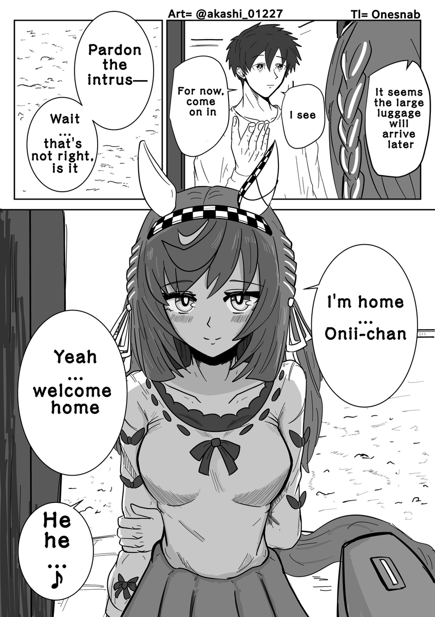 01s_nab23's tweet photo. Art by = @akashi_01227 
TL:EN 
"Living Together with University Student Buena Arc" 
#ウマ娘 #Umamusume #ウマ娘英訳 #UmaTranslations https://t.co/jI8Bacqrfl