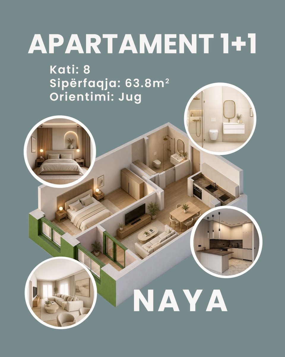 KontaktAl's tweet photo. NAYA – Apartament 1+1

✨ Komoditet në çdo metër katror.

Apartament 1+1, 63.8 m², në katin e 8-të, me orientim Jug, i projektuar për ndriçim natyral dhe organizim funksional të hapësirave.
📞 068 40 49 444

#kontakt #naya #apartamenteneshitje #shtepinetirane #apartamentenetirane https://t.co/3WQKDYSWsO