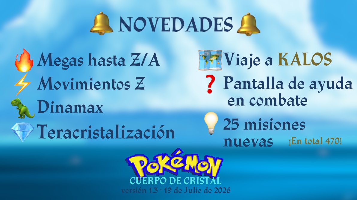 CuerpoDeCristal's tweet photo. 💎¡Nueva versión 1.3 ya disponible!💎

🏅16 medallas 
👾Pokémon de TODAS las generaciones 
💥TODAS las mecánicas (Megas, Movimientos Z, Dinamax, Teracristalización)
📍470 misiones secundarias

Se agradece ❤️y🔁 ^^

Link a la descarga:

https://t.co/wuIPV9f93b https://t.co/jMuRLrjDGx
