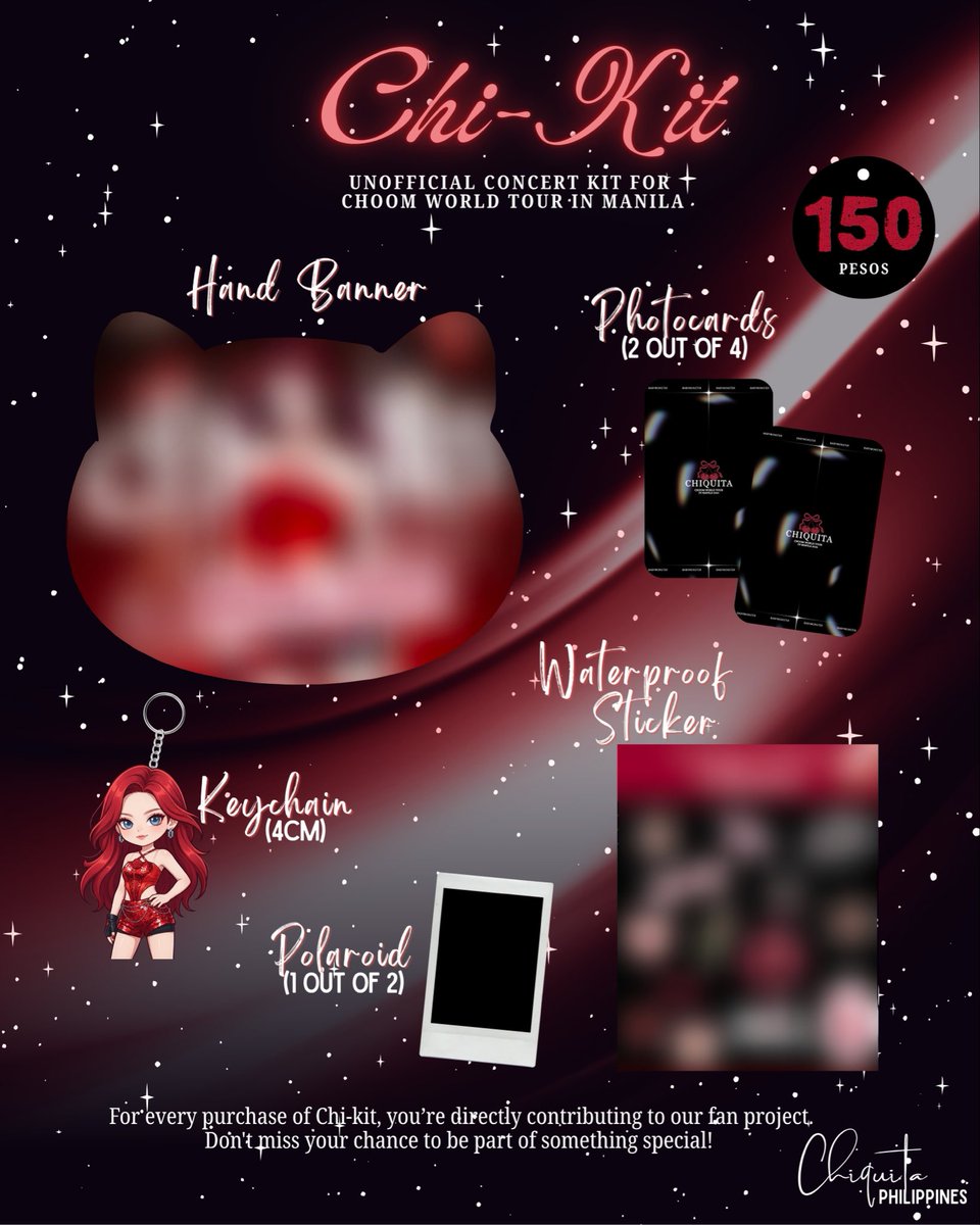 CHIQUITA_PH's tweet photo. 🍒 Introducing the CHI-KITS! ❤️

What’s sweeter than one cherry? A whole CHI-KIT made with love for our Monster Maknae! 🐥🍒

To help raise more funds for the Mahal Quita Project, we’re launching our exclusive CHI-KITS, a special support kits created by Chiquita PH, made for every Monstiez who wants to support Chiquita while taking home a little piece of the project.

Every CHI-KIT you purchase helps us get one step closer to painting Manila cherry red for our beloved maknae. 🌹❤️

How to purchase:
💌 Check the link below
🔗 https://t.co/GNaj3k3opS

Quita Kits Monstiez and Cheetas ♥️