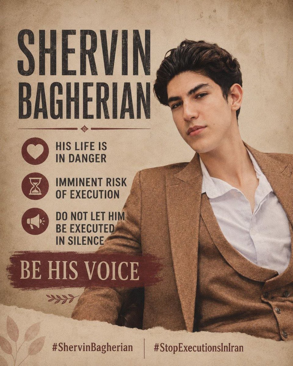 stayshghn's tweet photo. 18-year-old Sharvin Bagherian is facing the threat of execution in Iran, with two death sentences issued against him. Keep saying his name. Silence cannot protect him. Every voice matters. #Sharvin_Bagherian #StopExecutionsInIran #SayTheirNames https://t.co/UZYuK3Namv