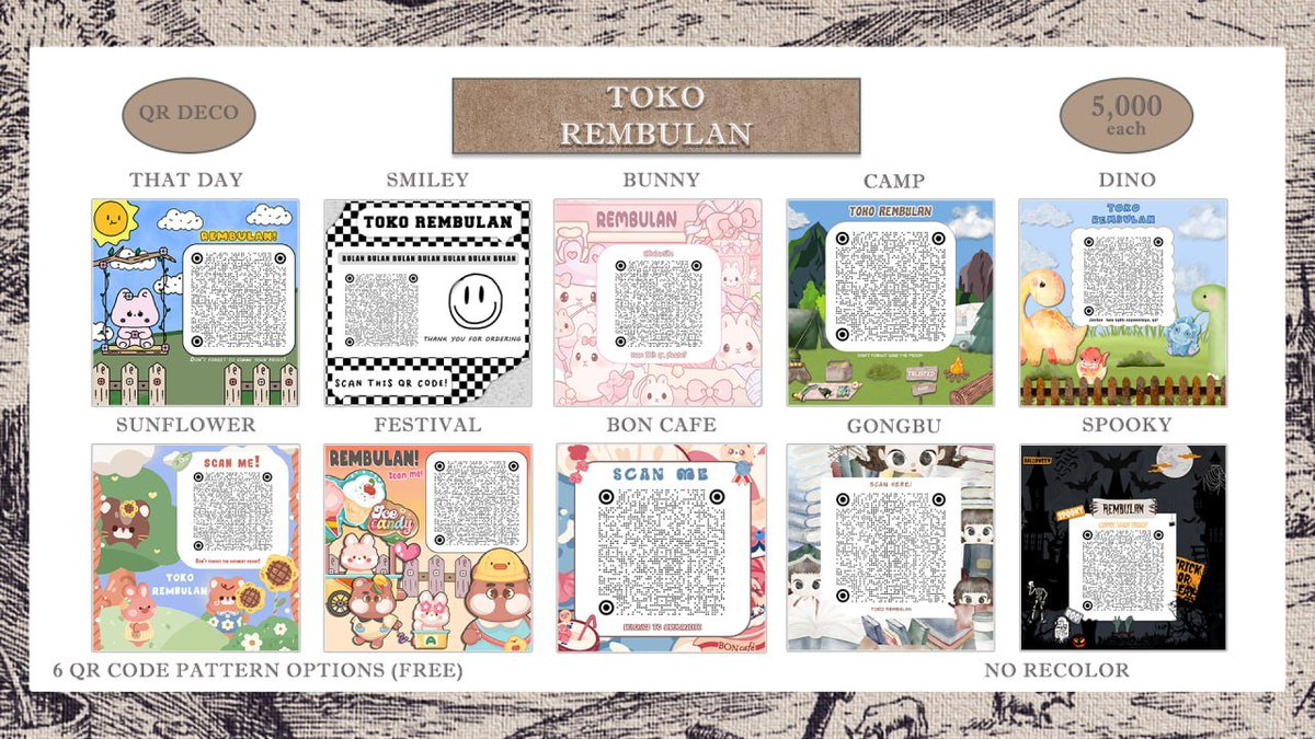 404BLN's tweet photo. Help RT/Repost, please? Tysm! 🍀

Aku sudah open order untuk katalog qr deco di bawah. Ada 6 pilihan pattern qr, no recolor, estimasi pengerjaan gak sampe sehari, serba 5k. Boleh dm aku di @_ancatto, yaa.

#bealanja https://t.co/wIZ4K2qSFW