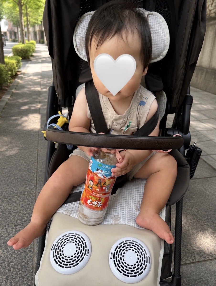 nunumi_mata's tweet photo. ベビーカーの暑さ対策なんだけど、凍らせたペットボトルの飲み物を、セリアのおもちゃストラップに付けてベビに持たせとくのなかなかいいよ‼️
ひんやりするし、持って遊んでてくれるし、私も出先で冷え冷えのお茶を飲める！ https://t.co/7gY5XuLEgS
