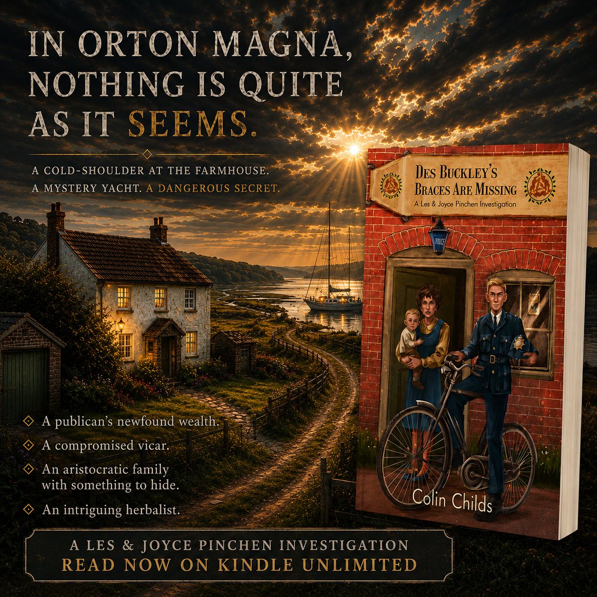 colinchildsauth's tweet photo. @A_DiAngelo 1963: A cosy caper through the highways and byways of East Anglia.
But what is the vicar doing in the churchyard at dawn?
Who is the frosty woman in the remote farmhouse?
It’s a case for Les &amp; Joyce Pinchen in the first of the Orton Magna Mysteries.
https://t.co/P5QtV2djye https://t.co/yvAVu9KDEc