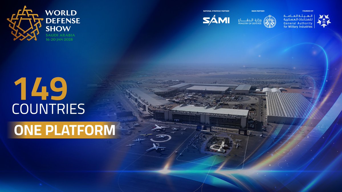 WDS_KSA's tweet photo. WDS brings together the global defense and security ecosystem, from international delegations and defense manufacturers to innovators, suppliers, and procurement leaders. Reflecting its growing international reach, WDS 2026 welcomed participants from 149 countries.
Meet our team at Farnborough International Airshow 2026 in the United Kingdom to learn more about WDS 2028 and the opportunities to participate: https://t.co/VmtHTCnALq
Book your space: https://t.co/2slQ5jhmAt
#WDS2028