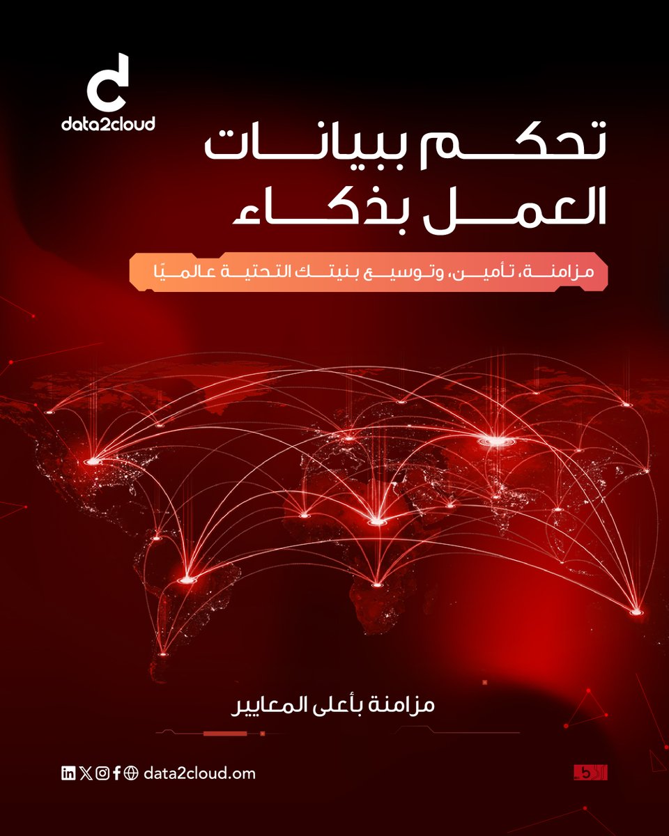data_2_cloud's tweet photo. 🌍 بيانات تتحرك بسلاسة وسرعة

مزامنة، وتأمين، وتوسيع بنيتك التحتية عالميًا.
تحكم كامل ببياناتك أينما كانت.

⚙️ التكامل الذكي لمؤسستك.

🌍 Data That Moves Seamlessly and Fast

Synchronize, secure, and expand your infrastructure globally.
Complete control over your data wherever it resides.

⚙️ Intelligent integration for your enterprise.