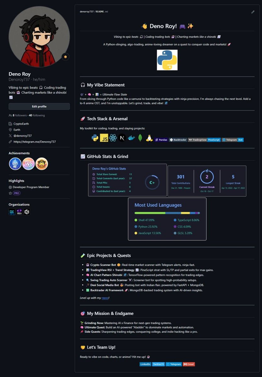 akramcodez's tweet photo. One of the worst things you can do to your GitHub profile is turn your profile README into a mess like this https://t.co/n1kcjKXg0O