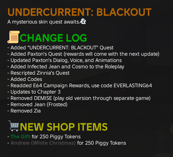 NeopunkStudios's tweet photo. Version 6.5: "The Veggie and the Shopkeeper"

(see image for the change log)

Shoutout to @.chaohellsing for voicing Paxton! Charlie is voiced by Joie. (their Roblox username is @.sillyjojobug) https://t.co/JtHLDcqsvd