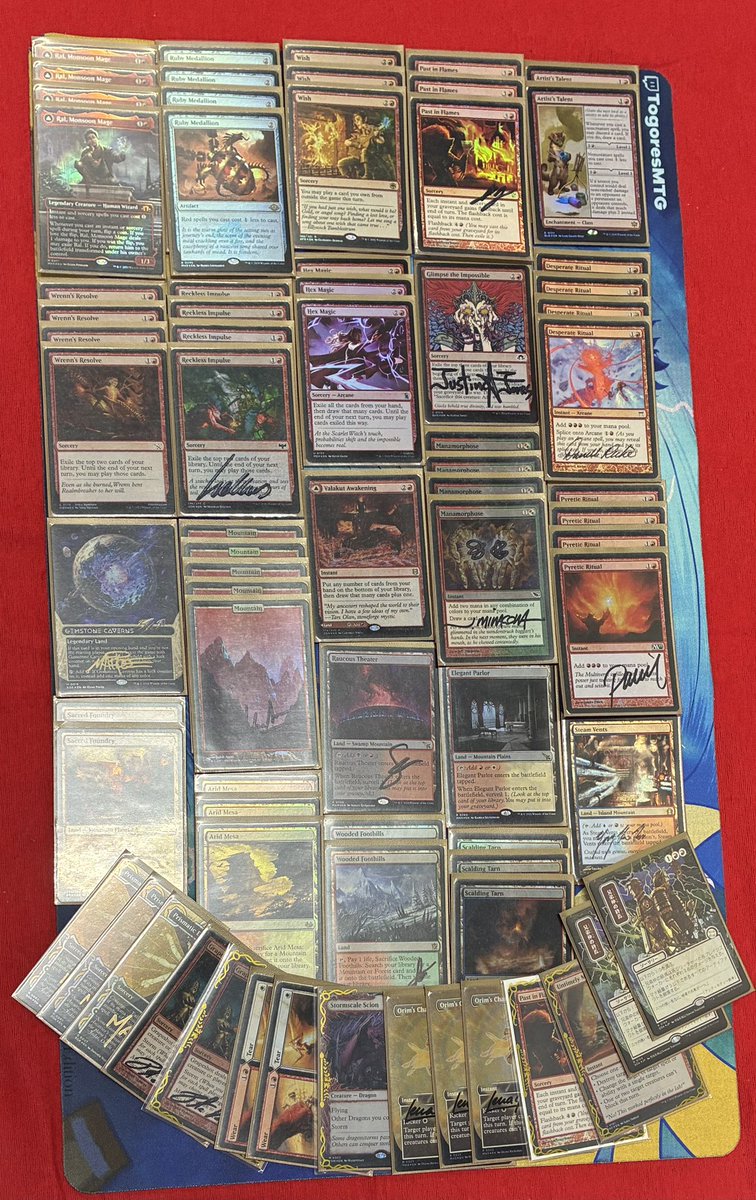 TogoresMTG's tweet photo. Top 8 the 500 players Modern PTQ with Ruby Storm!
⛈️ ⛈️ 
Amazing result and quite close to win the PT invite with my favorite deck.

Remember you have a full primer and sideboard guide in my Metafy. 

Played the list from the last update with some adjustments. https://t.co/bcmtC3mTO2