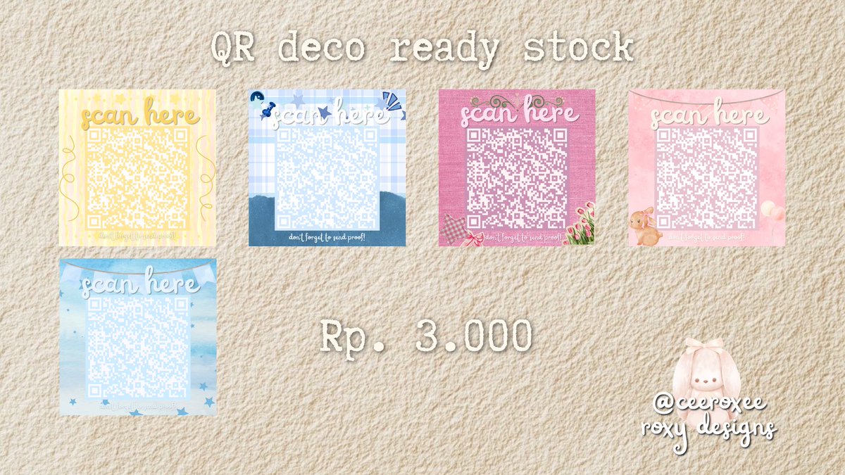ceeroxee's tweet photo. ♡QR deco ready stock nih ⊹
catalog bisa dicek di bawah yaa ⟡
harga mulai dari 3k – 5k 💌
kalau tertarik langsung chat WA di bio ya 🫶🏻 https://t.co/yRcuqS1xXd