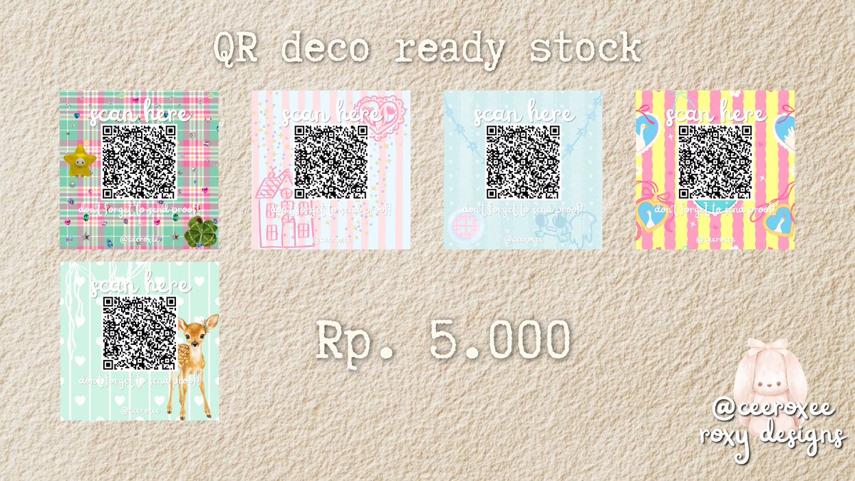 ceeroxee's tweet photo. ♡QR deco ready stock nih ⊹
catalog bisa dicek di bawah yaa ⟡
harga mulai dari 3k – 5k 💌
kalau tertarik langsung chat WA di bio ya 🫶🏻 https://t.co/yRcuqS1xXd