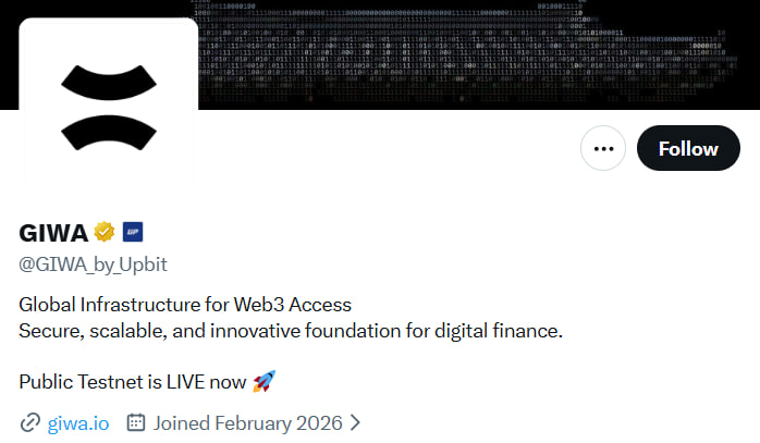 VIP8888883's tweet photo. GIWA Chain 早期布局入口：

💰 融资 $1.43 亿 | 🧪 公开测试网！

交互入口：
🔹 浏览器：https://t.co/kSHNtJgmSY
🔹 水龙头：https://t.co/0rC6yfhjpQ
🔹 跨链桥：https://t.co/jeBokjldbL

任务：
✅ 领取验证代币
✅ 创建 Upbit Web3 名称
✅ 完成 Dojang 活动
开发者：
🔹 开发者大赛：https://t.co/pnjbyjMOqV
🔹 节点计划：https://t.co/FYMQPkkE9W

📅 私有主网预计 2026 年 8–9 月上线。