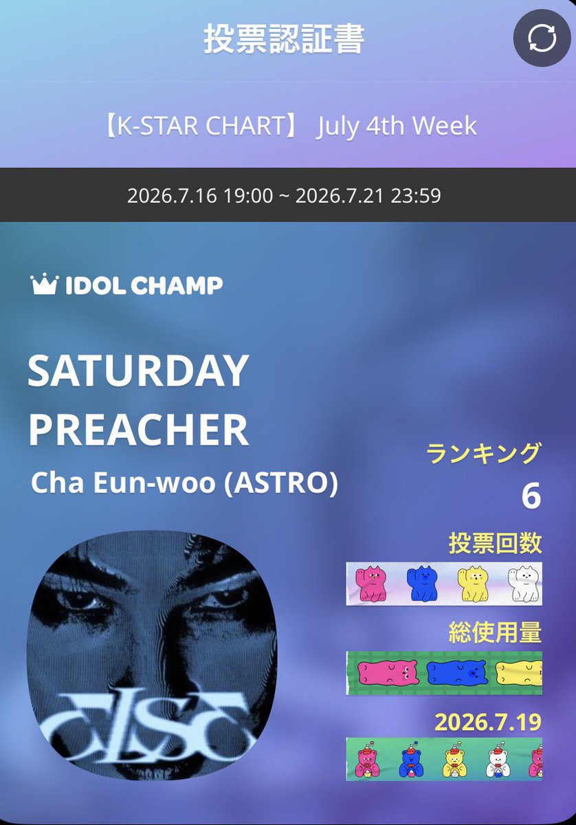 IDOL CHAMP』 📍 【K-STAR CHART】 July 4th Week #SATURDAY_PREACHER