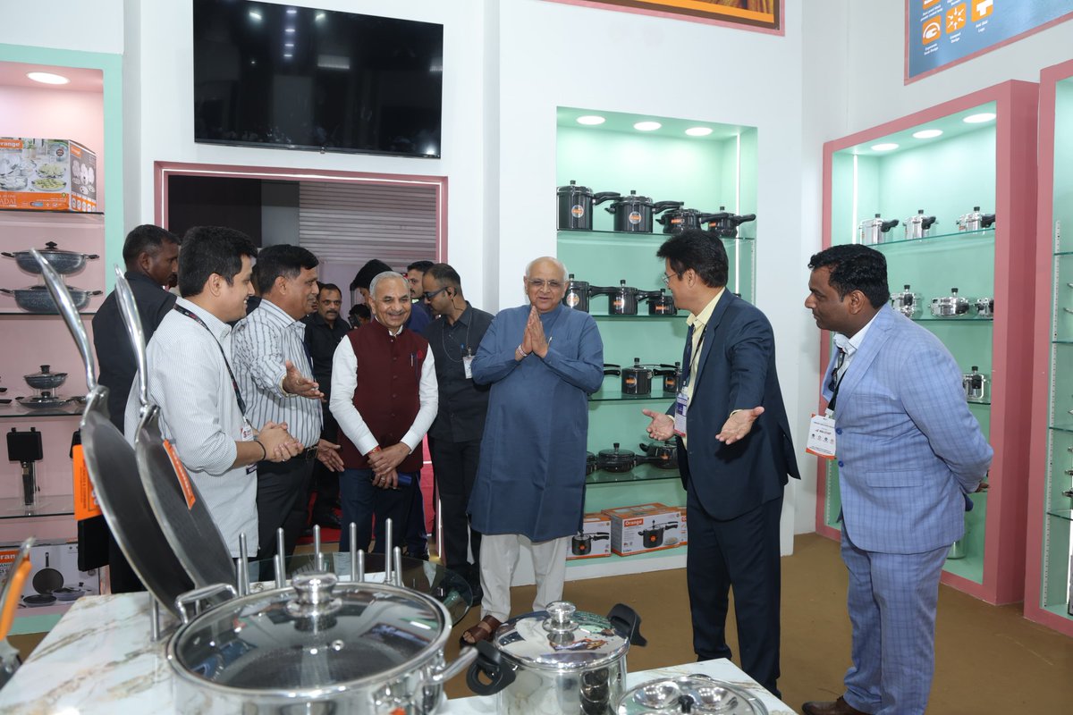 Bhupendrapbjp's tweet photo. Delighted to visit the exhibition at the Vibrant India Stainless Steel Conference 2026 in Ahmedabad today.

The exhibition beautifully showcases India's rapidly growing industrial prowess and technological advancements in the stainless steel sector. 

Interacted with industry leaders, manufacturers, and innovative exhibitors who are driving Hon'ble PM Shri Narendra Modi Ji's vision of 'Make in India' and pushing the boundaries of sustainable growth.

Gujarat continues to strengthen its position as a global manufacturing hub, empowering MSMEs and building a smarter, self-reliant future.