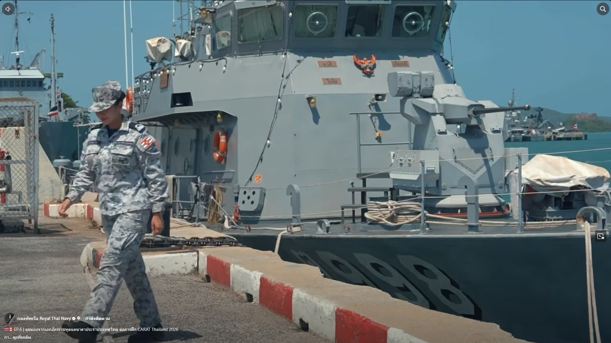 aag_th's tweet photo. 🇹🇭⚓️Royal Thai Navy's Tor 997-class coastal patrol crafts completely fitted with 🇪🇸EM&amp;E Group Sentinel 30 naval RCWS,
See here Tor 998 during exercise CARAT #Thailand 2026.
#Navy @prroyalthainavy #กองทัพเรือ #Marsun #เรือต998 #Warship #Spain #Weapon
@emegroup_ @WarshipCam https://t.co/b3f8cPFlQc