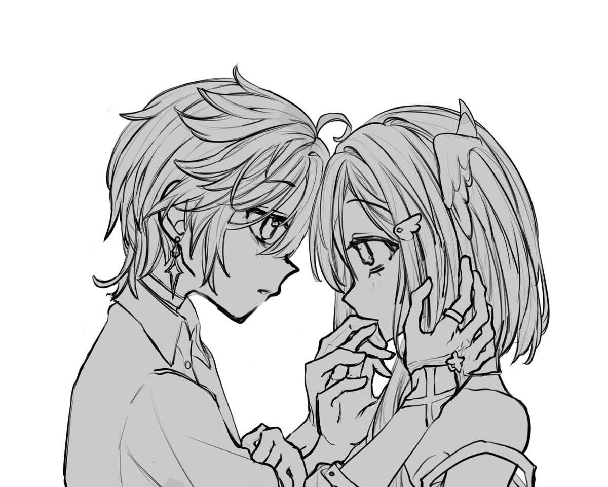 huluoboyey's tweet photo. Hananene but it’s Lohnea (I think I aged 3 years trying to draw the hands) 

#wip #lohnea #lohen #linnea #artmoots https://t.co/a9mNBoT2cH