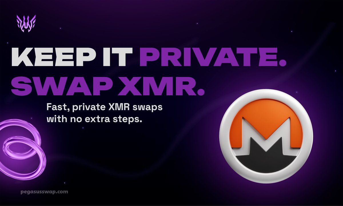 Pegasusswap's tweet photo. 💵 Swap Monero (XMR) with PegasusSwap

Monero is built for privacy — and so are we.

Exchange XMR quickly and securely without unnecessary steps or compromising your anonymity. 🔐

Privacy isn’t a feature — it’s a right.

👉 Stay updated with real-time market insights at https://t.co/BT9FhvalSi!