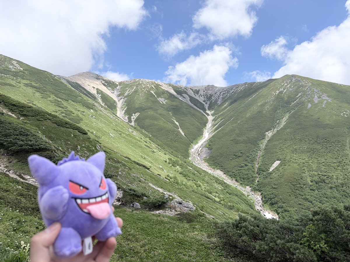 garyomaccha's tweet photo. 今日は北アルプスの薬師岳！無事に2926m登頂！！⛰️

神々の霊峰…新緑の宮殿…めちゃくちゃ綺麗でした🤩
途中雷鳥見れて可愛かった！めっちゃ近くで写真撮れた((砂浴び中？

去年の会津駒ヶ岳から8キロ以上痩せて挑んだから身体軽くて苦戦せずにできた😁

ゲンガーとも撮れて満足よ💜👻 https://t.co/x0hGXkatkx