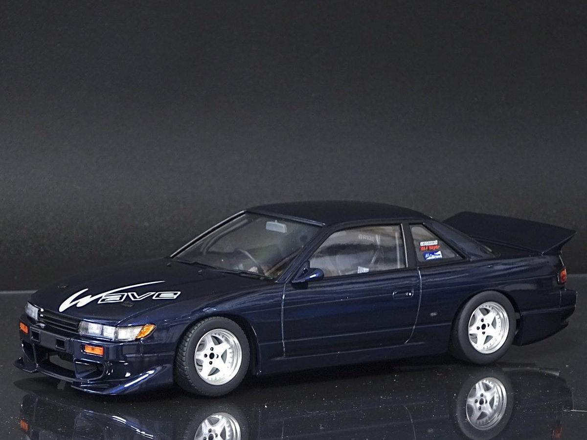 13NAspiration's tweet photo. 続けてこちらも完成！

アオシマ1/24改
AEROMASTER S13 SILVIA '26

アオシマのS13をベースにオプションに掲載されたWAVE仕様の自分の愛車を再現！
この機会に再現できて満足♪

#アオシマ
#proshopWAVE https://t.co/X4Wa19nazy