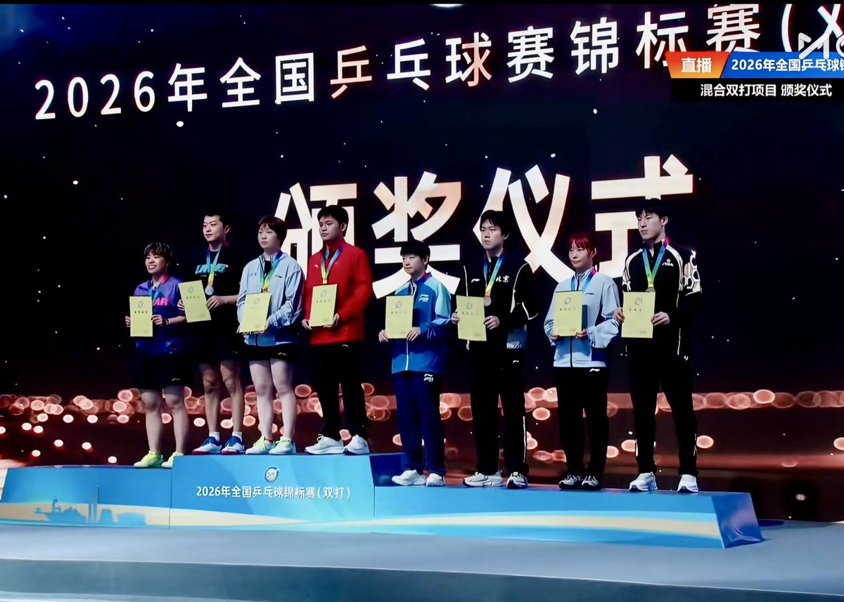littlechuqin's tweet photo. #ชิงแชมป์แห่งชาติ (ประเภทคู่) 2026

Mixed Doubles
🥇Lin Shidong/Kuai Man
🥈Yuan Licen/Wang Yidi
🥉Wang Chuqin/Sun Yingsha
🥉Wen Ruibo/Shi Xunyao

ขอแสดงความยินดีกับทุกคนที่ได้รับเหรียญรางวัลด้วยนะคะ 💐👏🏻👏🏻 ซาโถวเรามาสู้กันอีกครั้งที่เอเชียนเกมส์!!

#WangChuqin
#SunYingsha https://t.co/ZU8mQjVmPe