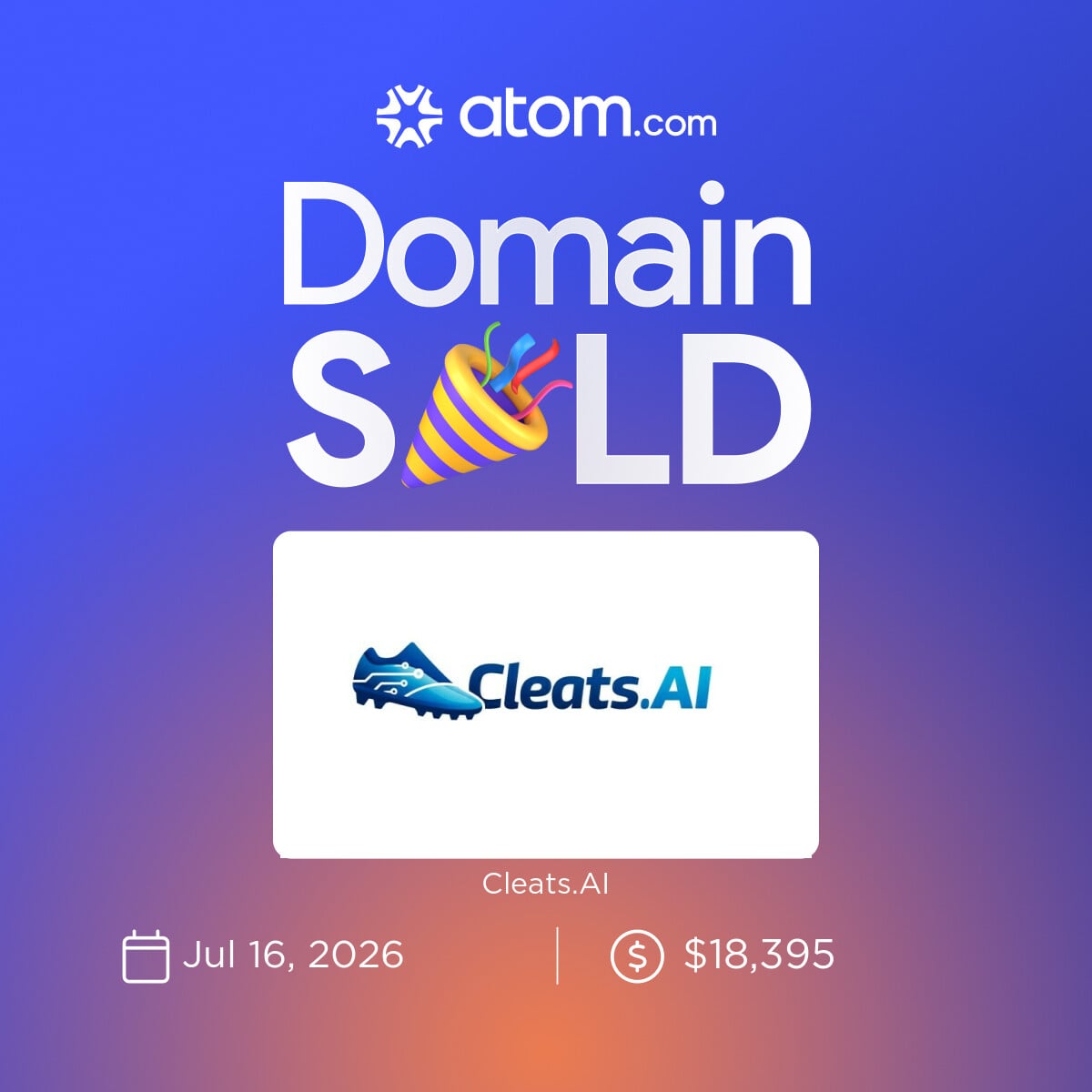 DomaineerzX's tweet photo. We SOLD: https://t.co/MWWflGGF8E for $18,395 🔥

Congratulations to the new owner. Excited to see what you build with it!

Big thanks to the team at @atomHQ for a smooth transaction from start to finish.

Sports + AI remains one of the most underrated niches in domaining. One-word .ai names with a clear vertical keep proving themselves.

On to the next one 🚀

#domains #ai #domainnames #domainsales