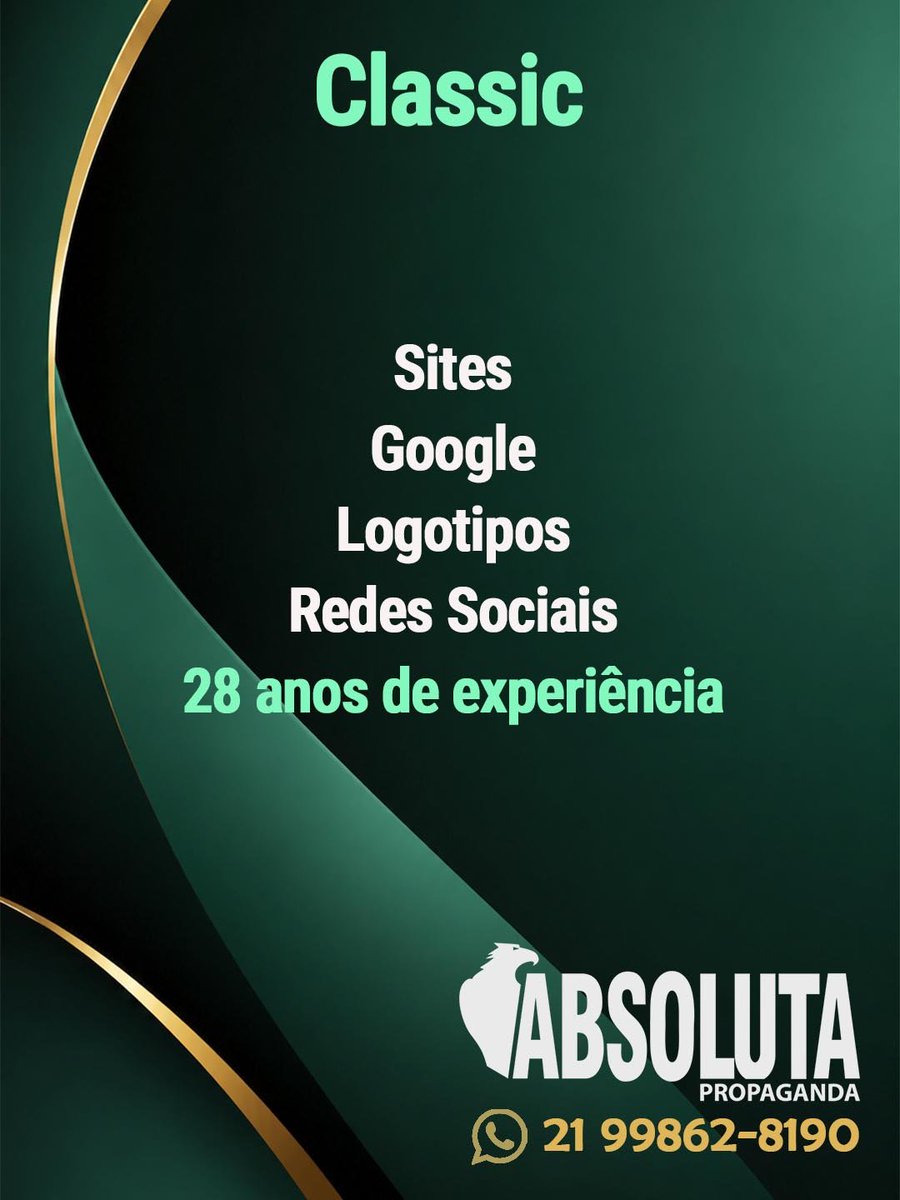 AbsolutaIntern1's tweet photo. CRIAÇÃO DE SITES - LOGOTIPOS - POSICIONAMENTO GOOGLE - REDES SOCIAIS - GOOGLE ADS
28 ANOS CRIANDO SITES NO BRASIL E EXTERIOR!!!
WhatsApp +55 21 99862-8190
https://t.co/0bekc1N7kG
#criacaodesites #atualizacaodesites #logomarca #logotipo #redessociais #PosicionamentoGoogle https://t.co/A3UyTy4ilQ