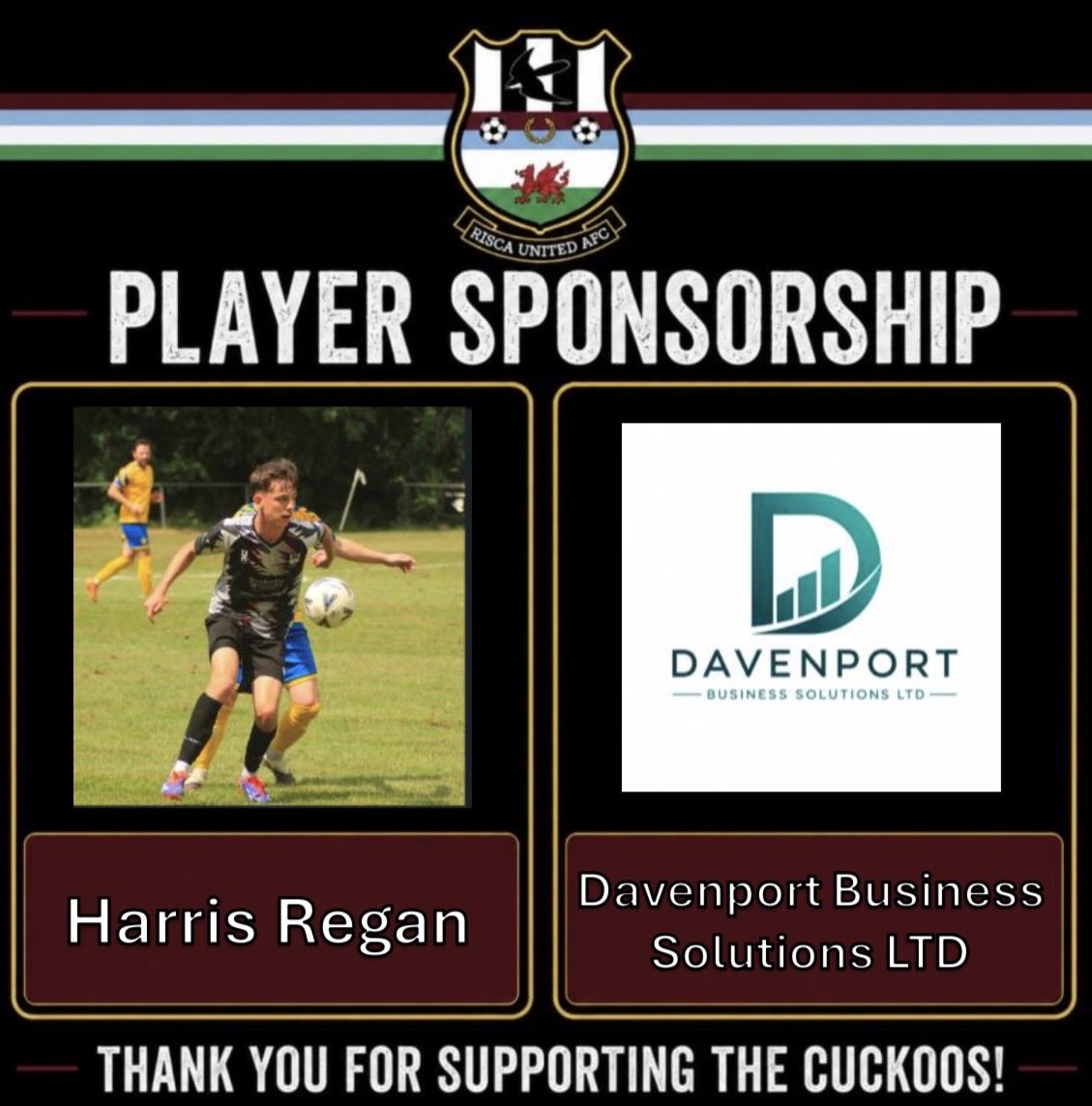 RiscaUtd's tweet photo. A big welcome to Harris Regan who signs for our new U21s.

Harris is sponsored by Davenport Business Solutions LTD who provide expert project management and business analysis to deliver seamless IT replatform solutions.
tania.dbsltd@gmail.com 📧

Thank you for your support 🤝 https://t.co/BZEM1tZIHD
