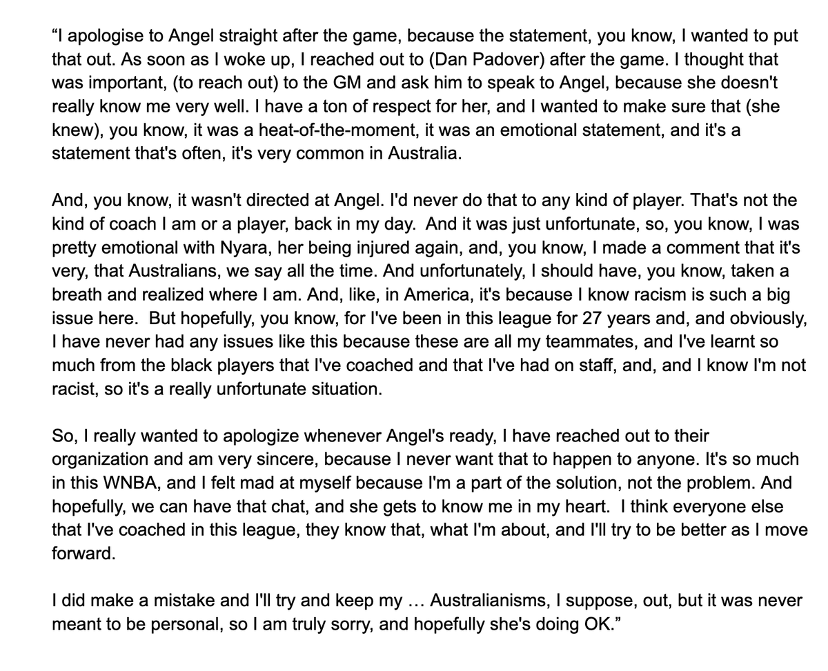 zulfi_sheikh's tweet photo. An emotional Sandy Brondello spoke to media following practice and again apologized to Angel Reese.

The Tempo head coach reiterated she's reached out to the Dream and would like to apologize directly if/when that is an option. https://t.co/VTsrxiz7Uj