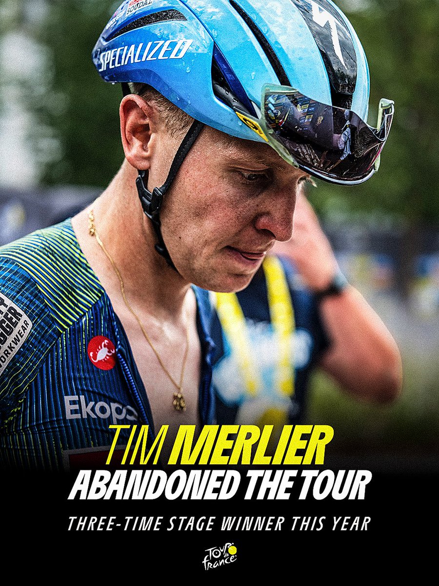 LeTour's tweet photo. Thank you for the great show this year. 💪

Tim Merlier abandonne le Tour de France. Merci pour le spectacle offert cette année.💛

#TDF2026 https://t.co/gF3feKeN3O