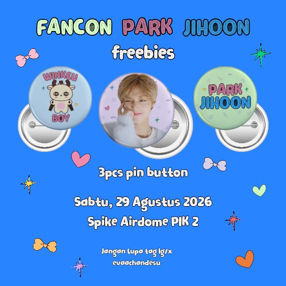 evaachandesu's tweet photo. 𝜗ৎ PARK JIHOON FANCON IN JAKARTA 𝜗ৎ
Freebies support by evaachandesu

Hi Mays!! Nanti aku akan bagi-bagi freebies di venue konser, sangat2 limited yaaa🤍

📆 Sabtu, 29 Agustus 2026
📍 Spike Airdome PIK 2
⏰ Tba 

#parkjihoon #박지훈 #indonesianmay #Reflectinjakarta https://t.co/txAyr8PS3H