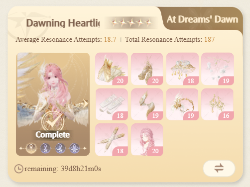 alttusha's tweet photo. Hoped to get the Dawning Heartlight outfit in 160-165 pulls, but it took 187... Devastated, but still happy since I need to hit 230 pulls anyway..
─── ⋆⋅☆⋅⋆ ─── 
𝐈𝐧𝐟𝐢𝐧𝐢𝐭𝐲𝐍𝐢𝐤𝐤𝐢⋆˖˚✿˖°⋆𝐆𝐨𝐥𝐝𝐞𝐧𝐃𝐮𝐬𝐭 https://t.co/W83AJ3FpGG