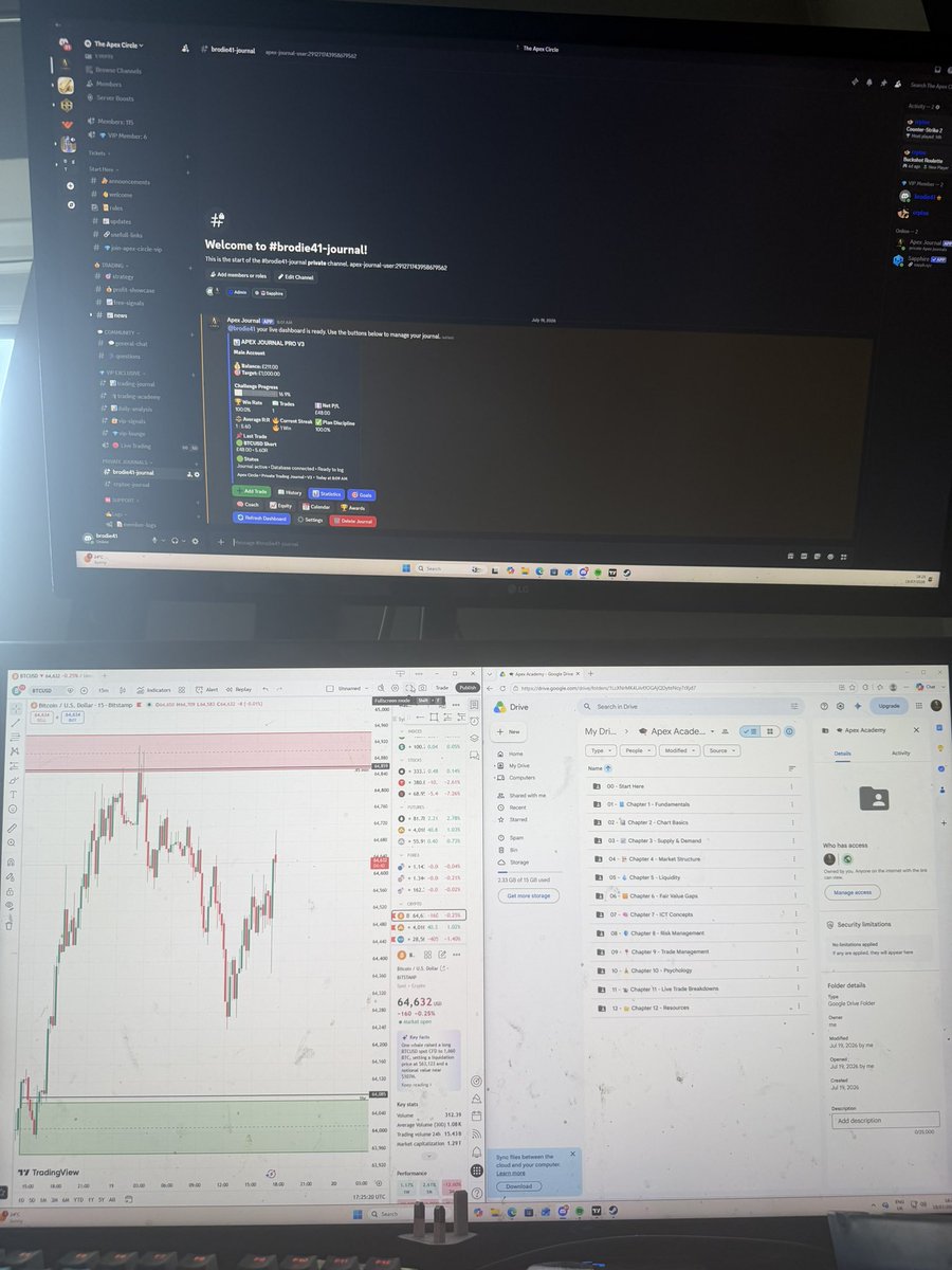 theapexcircle1's tweet photo. While the markets are closed…

We’re not.

📊 Marking up charts.
🤝 Supporting our Discord community.
⚙️ Improving our custom bots.
📚 Building the Apex Academy.

Success starts long before the opening bell. https://t.co/Tl0TVXlf0O