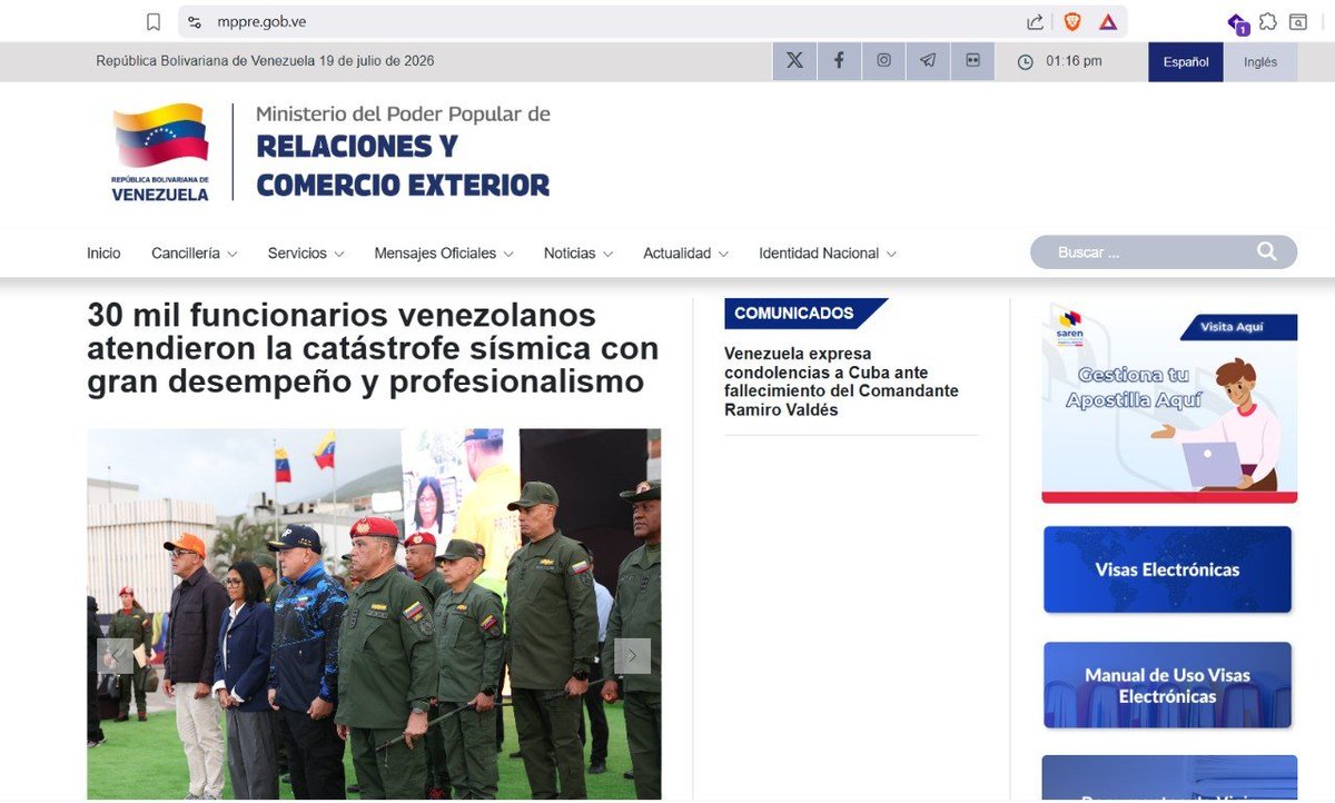 Anon0tp0r's tweet photo. Objetivo localizado 

Ministerio del Poder Popular para las Relaciones Exteriores
Ha sido derribado.
https://t.co/3sasWmJzLe
Objetivo neutralizado.
#BlackHexBrotherHood #OpZeroCorruptionVzla
https://t.co/Tdx8LLhumv https://t.co/lf8fBxPjzt