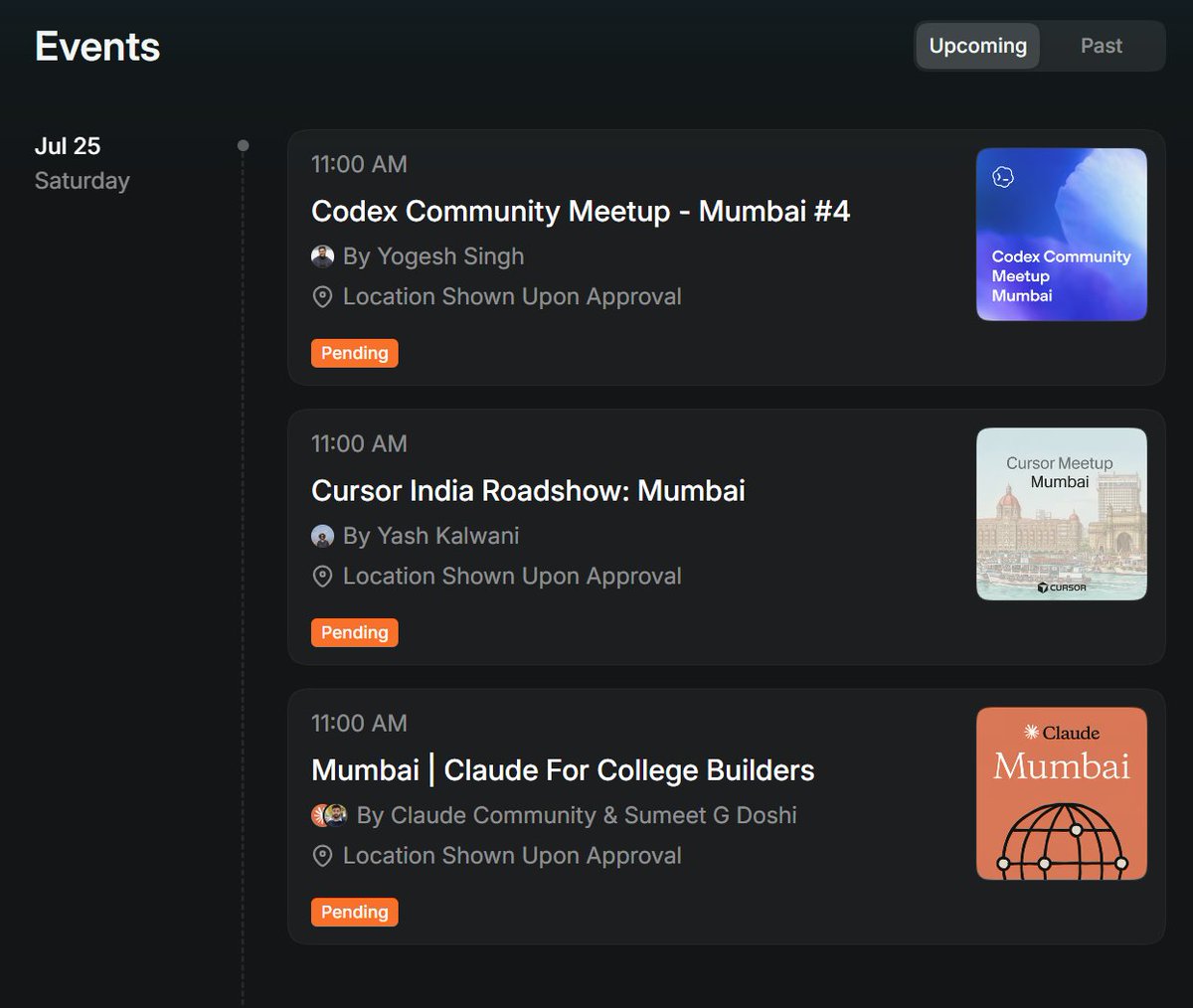shivamrun's tweet photo. are you guys serious? three events in mumbai on the same day and I’m still not approved for a single one https://t.co/XZlzgbgnQU