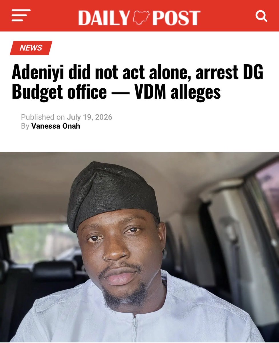 DeeOneAyekooto's tweet photo. “The PFIPC DG that was arrested revealed a lot of things to me in confidence and I think it is time for me to post those things…..he told me how PFIPC got into the national budget with the help of some people in power..

“I am revealing everything now because it looks like they want him alone to take the fall, which doesn’t make sense. PRINCE ADENIYI MATTHEW didn’t act alone and l also want to say he is just a victim of a corrupt system that might have been going on for decades

“I am calling for the arrest of the DG of budget and also a deep investigation of the entire budgeting office. This matter should not end with ADENIYI Matthew taking the fall alone.

“To the chief of staff of the president Femi Gbaja I can see that you already sued Mr ADENIYI Matthew for 15 billion naira for involving your name in all of this, I know how you feel, understand what it means being accused, however, it is very clear that Mr ADENIYI Matthew was used by some of your colleagues in Asiwaju’s government. You cannot sue him alone, he just mentioned the DG of budget.

“The DG of budgeting should be made to resign immediately. The secretary general of the federation needs to resign as well not just to resign they all have to be prosecuted.

“The staff of both offices should also be prosecuted. Whoever is in charge of those offices in the federal secretariat where Mr ADENIYI Matthew has his office should also resign and be prosecuted.

“MR ADENIYI didn’t get that far on his own, the system is very rotten and if we really want this country to grow we must demand real accountability not political influences accountability.“