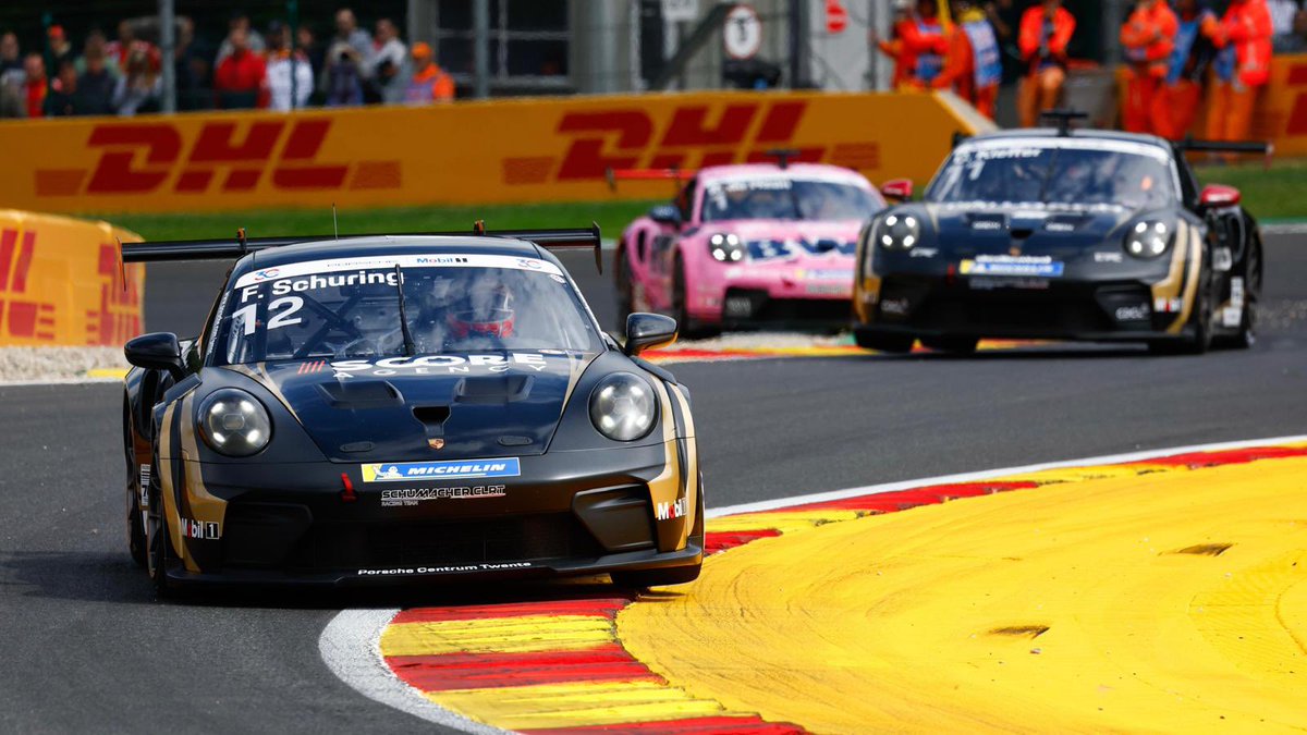 PorscheNewsroom's tweet photo. #Porsche Junior Flynt Schuring claimed his second win of the season in round four of the @PorscheSupercup. On @circuitspa in Belgium, the Dutchman took victory ahead of Luxembourg’s Chester Kieffer. More: https://t.co/8fDZnJkr1T https://t.co/WE8TuXhR44