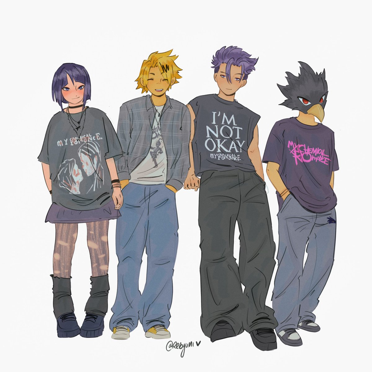 rebgumii's tweet photo. Yesterday I went to see my chemical romance live, and I took the opportunity to draw my alternative guys. I literally picture them all going to the concert together! 🖤 https://t.co/eDBNGgDrbb