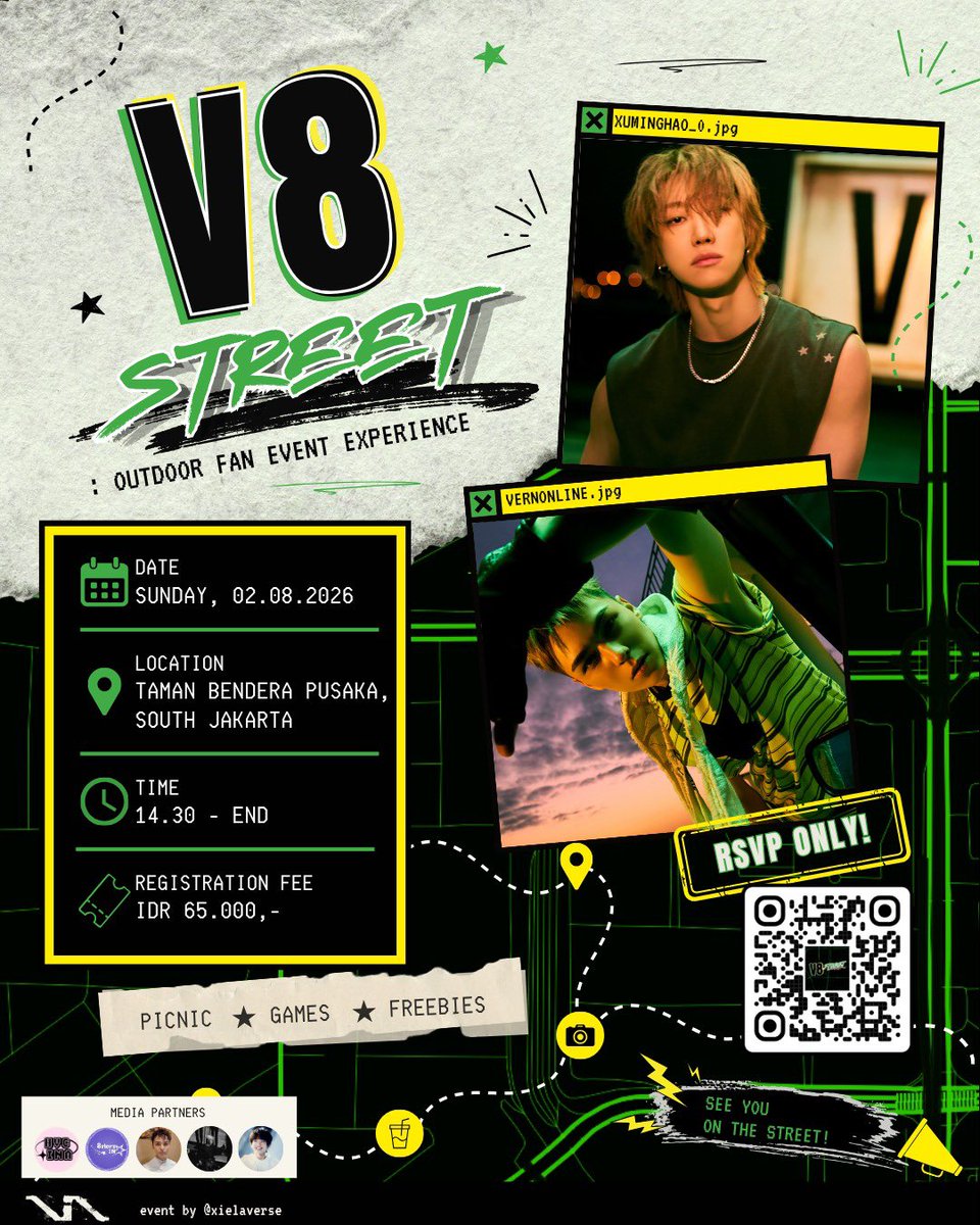shuaashoot's tweet photo. [MEDIA PATNER]

V8 Street in Jakarta ⭐
— by @xielaverse

Ready to hit the street? ⚡
Let's celebrate Vernon & The8's unit debut together!
📆 Sunday, August 2, 2026
📍 Taman Bendera Pusaka, South Jakarta

RSVP is still OPEN!
📎 https://t.co/FMicswPyOv

#V8Street #SingASongOnTheStreet