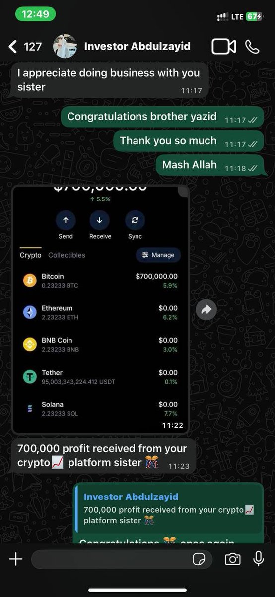 Sumaya__Mustafa's tweet photo. CONGRATULATIONS TO OUR TOP INVESTOR ABDULZAHID ON HIS SUCCESSFUL PROFIT WITHDRAWAL FROM HIS INVESTMENT.

SLOT 1 INVESTMENT PLAN✅
SLOT 2 INVESTMENT PLAN✅

WE GUIDE NEW INVESTORS ON HOW TO TRADE AND EARN GOOD PROFIT WITHIN 7 DAYS TRADING CYCLE, INBOX 📥ME TO GET STARTED https://t.co/5XNtyTmuJn