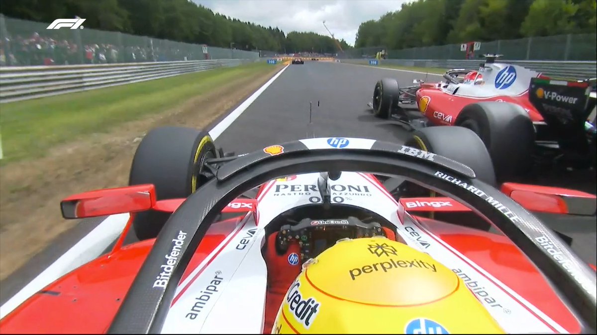 F1's tweet photo. No holding back between the two Ferraris!

Hamilton and Leclerc going wheel-to-wheel 😵

#F1 #BelgianGP | LAP 12/44 https://t.co/hV2L8AEJFW