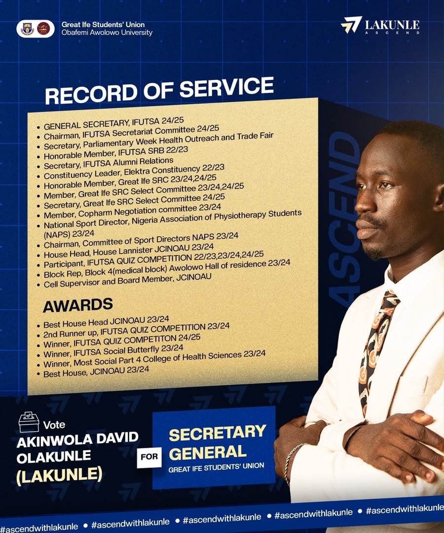 EMMANUELSOLS23's tweet photo. *5 UNDENIABLE REASONS WHY LAKUNLE IS YOUR ABSOLUTE CHOICE FOR SECRETARY GENERAL!* 🚀

1. Proven Administrative Excellence🏅

2. Solution-Driven Leadership💡

3. Unmatched Innovation🧠

4. The Ultimate Team Player👥

5. Radical Empathy &amp; Student Welfare. 🫂 https://t.co/rnenyhDddv