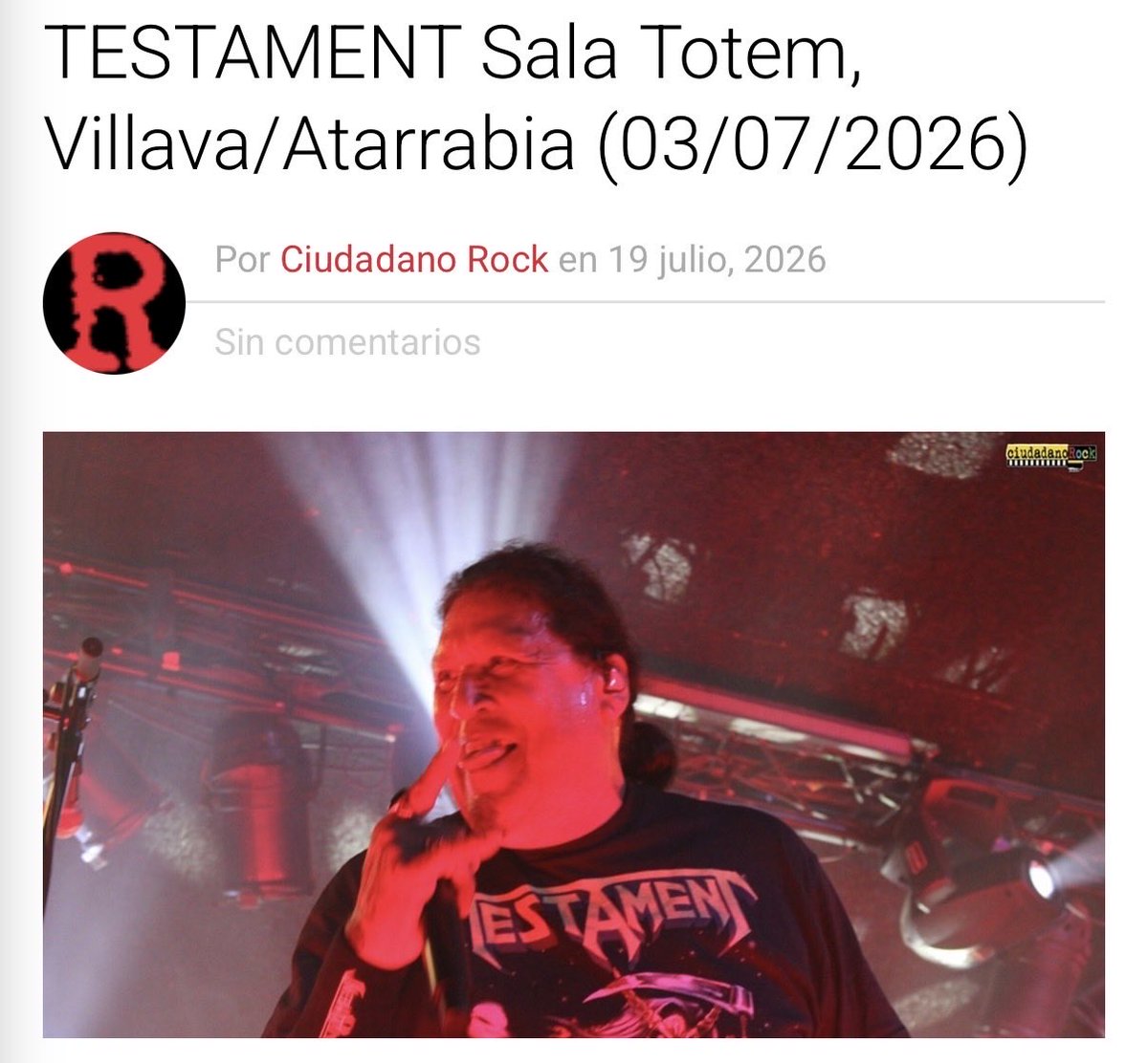 CiudadanoRock's tweet photo. https://t.co/Ir1frqFsuv @testament #Testament #ChuckBilly #EricPeterson
#AlexSkolnick #SteveDiGiorgio #ChrisDovas #ThrashMetal #HeavyMetal #Metal #SalaTotem https://t.co/RL3duLmRIl