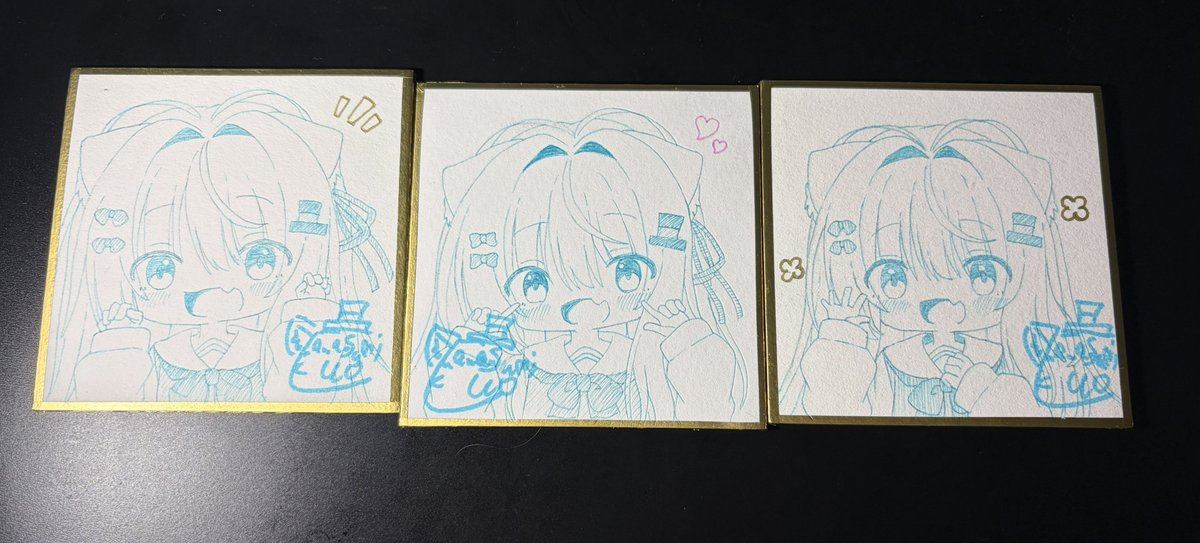 そらなにいろ 色紙セット 単色色紙3枚描きました！ 明日のそうさくマーケットに新刊セット付属の