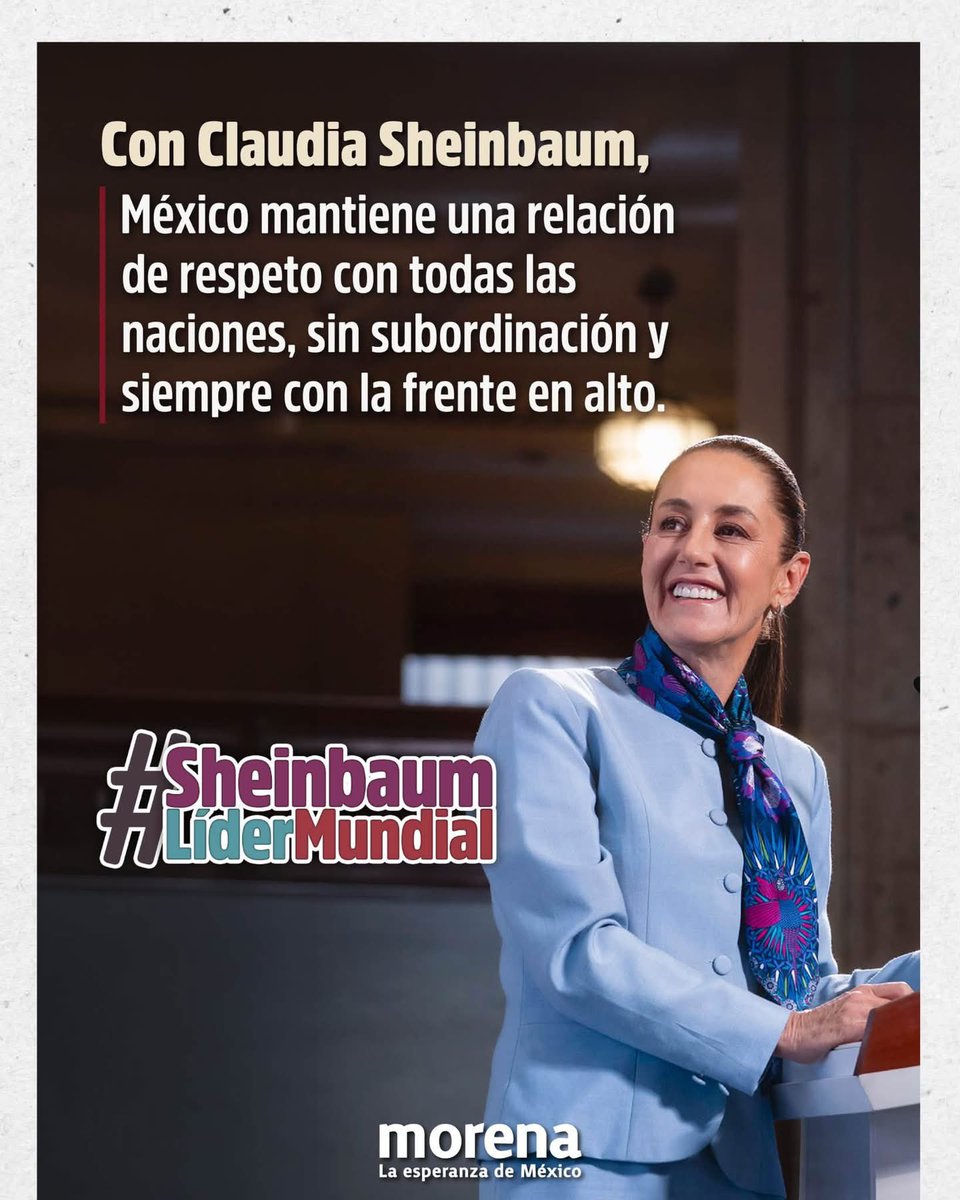 DanFlo15's tweet photo. Una presidenta firme en la defensa de México y respetada en el exterior.
@Claudiashein representa a nuestro país con dignidad en uno de los eventos más importantes del mundo.

#SheinbaumLiderMundial https://t.co/2P8VOClbrY