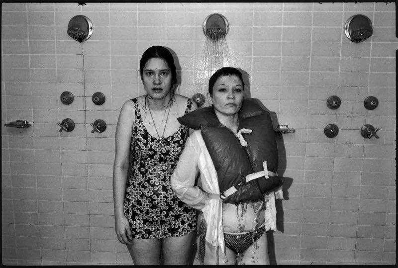 keaaaaley's tweet photo. lady gaga’s harlequin cover being inspired by this vintage photo of a woman showering with a life vest in a mental facility is so reference cunt https://t.co/8KH78Jt0ce