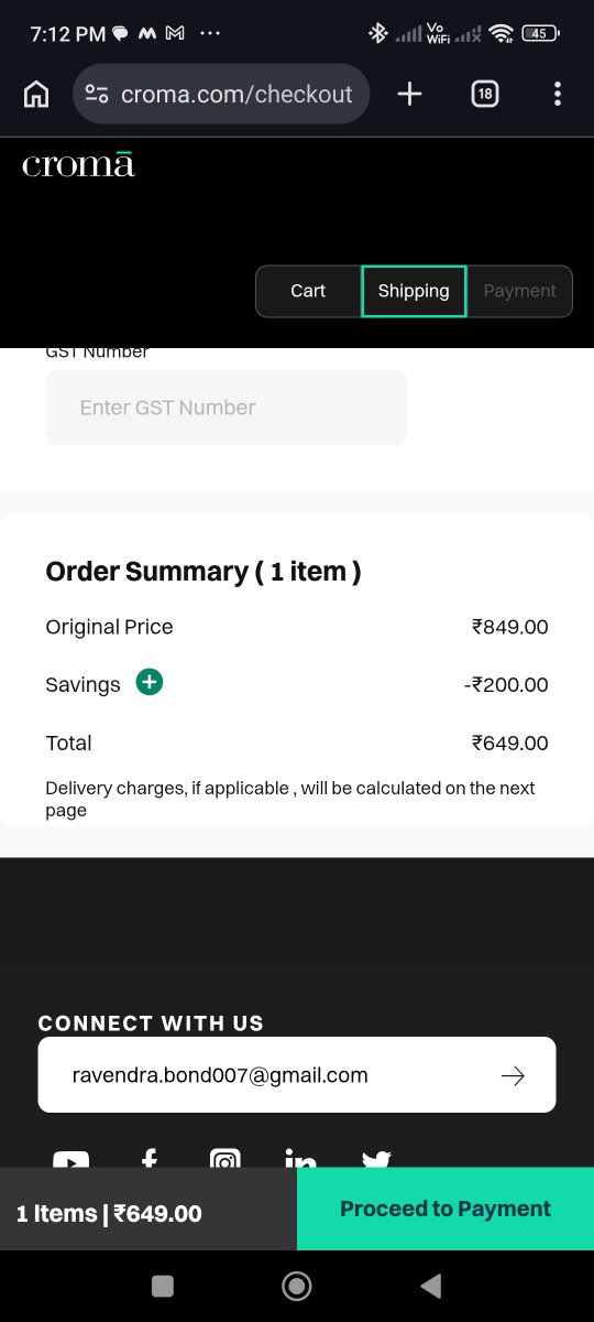 ravendra_garg's tweet photo. Hi Croma, I went to Croma today and saw the in-house Croma brand ( earbuds ) there for Rs. 849 and online I am getting it for Rs. 649 with offer but it is showing out of stock online, please I want it at the same price online. @cromaretail #cromaandheri https://t.co/wAYOEvvJ5m