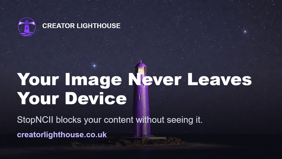 creatorlightuk's tweet photo. StopNCII is worth knowing about. You submit a hash of your image, not the image itself. Sites in the network then block that hash automatically. Your photo never leaves your device.
#StopNCII #CreatorSafety #OnlyFansAdvice https://t.co/r2ppFxQKEn