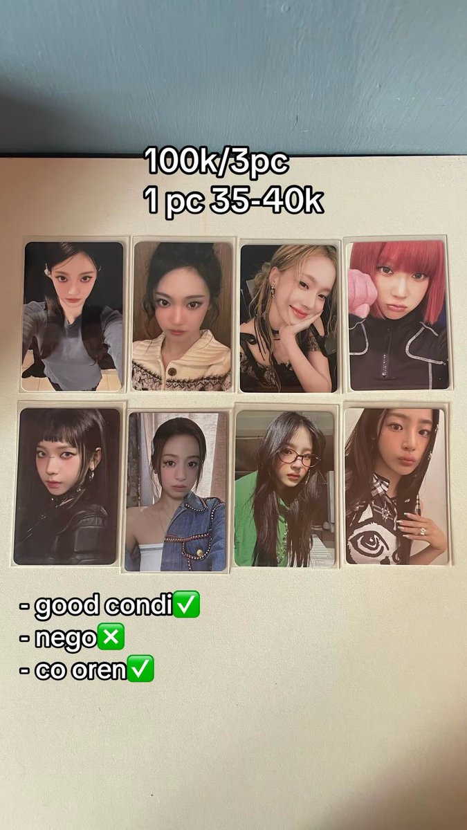 imnotspyttel's tweet photo. WTS - want to sell photocard 

🖇️detail on pict
exc.packing ❎
co oren (full/split)✅
🏠Garut, Jabar

t. wts photocard blackpink babymonster aespa new jeans jaehyun mingyu https://t.co/cnXxOhwDbI
