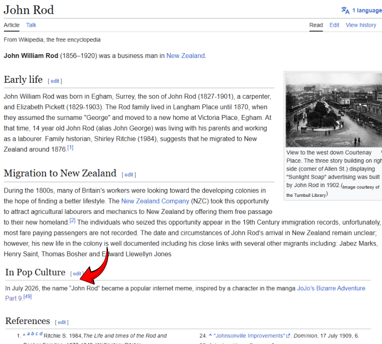 itseverwhat's tweet photo. no way John Rod is already on wikipedia https://t.co/hcyPYx5bb7